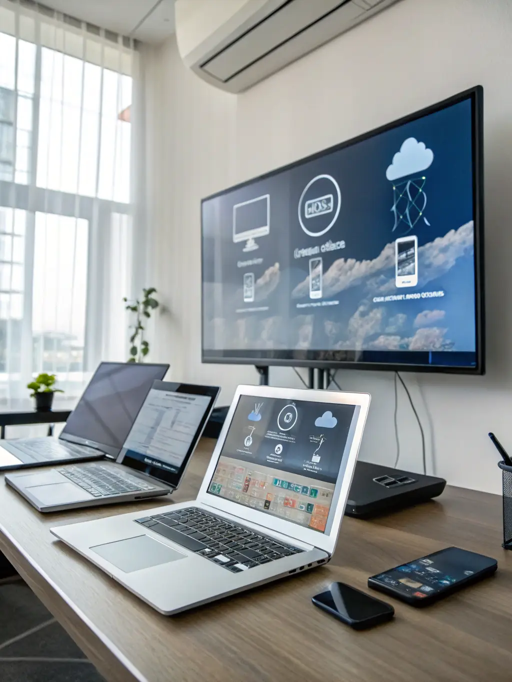 An image illustrating seamless integration, showing various business tools and platforms connected to the AI phone service.