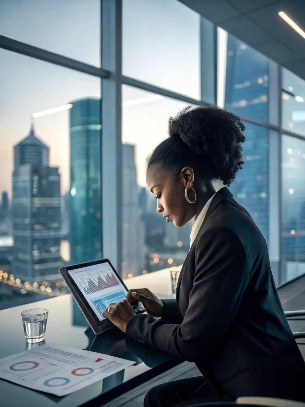 A small business owner reviewing analytics from their AI phone system, showing data-driven insights for better decision-making.